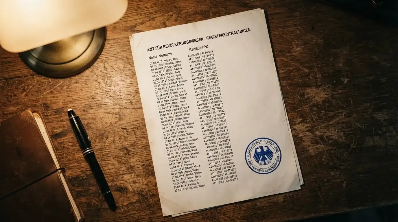 Nahaufnahme einer gedruckten Liste zugelassener Anbieter neben einem amtlichen Prüfsiegel.