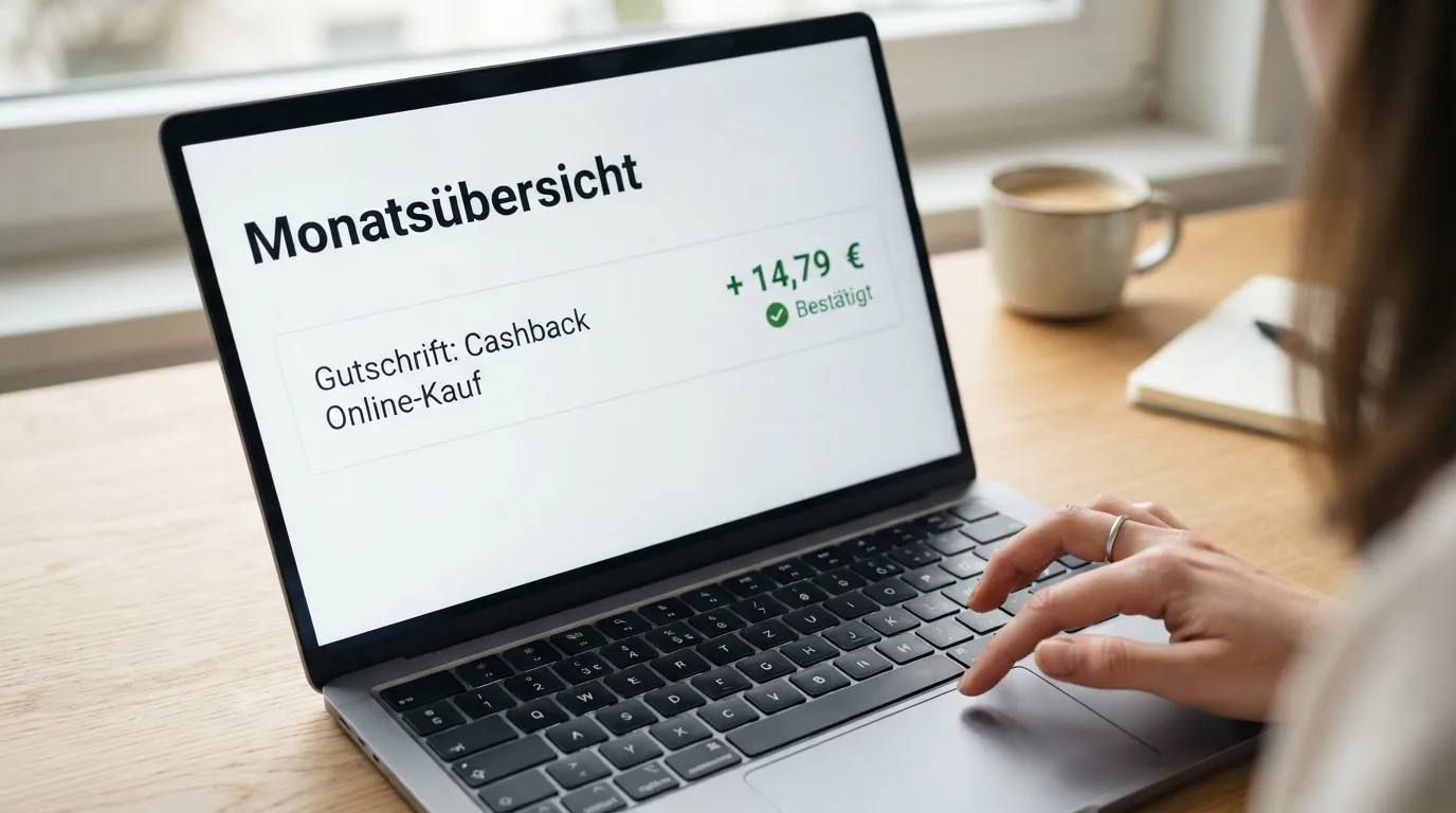 Bildschirm einer Kontoübersicht mit einer Gutschrift am Monatsende.