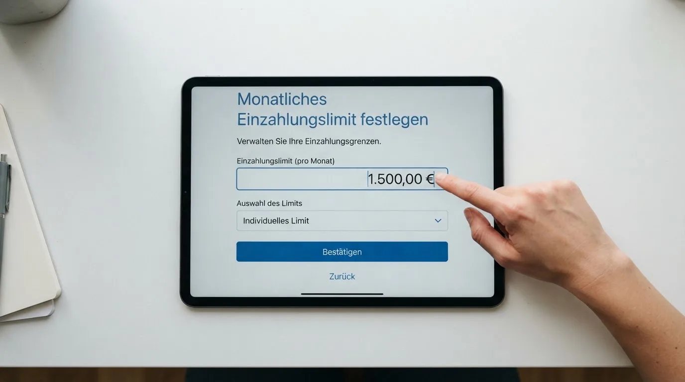 Bildschirmausschnitt eines Formulars zur Festlegung eines monatlichen Einzahlungslimits.